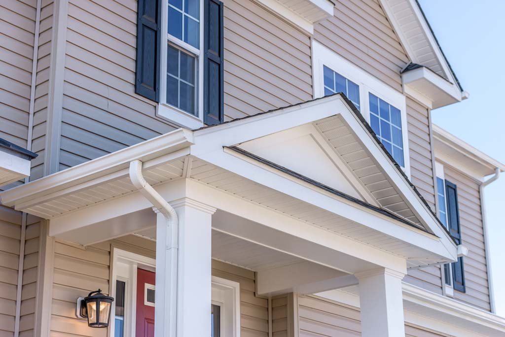 A house with horizontal lap siding.