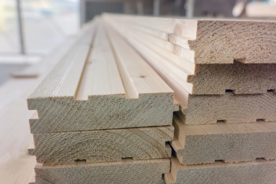 A stack of batten boards with grooves