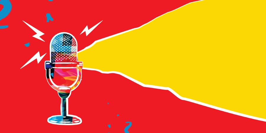 A vector of a podcast microphone