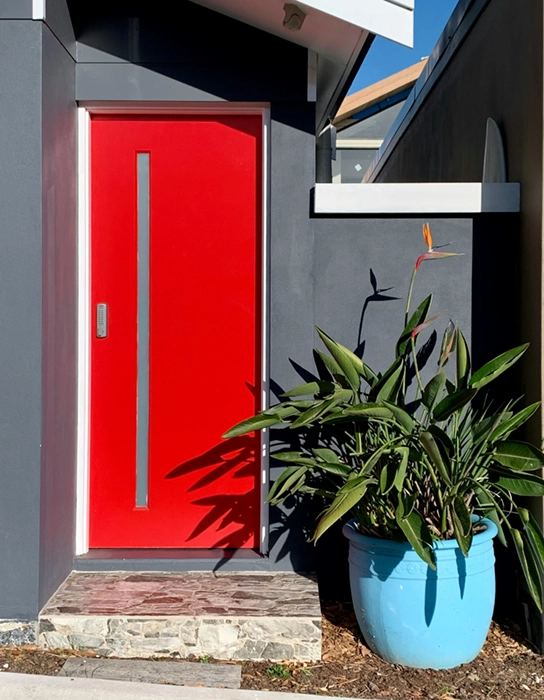 Red exterior door.